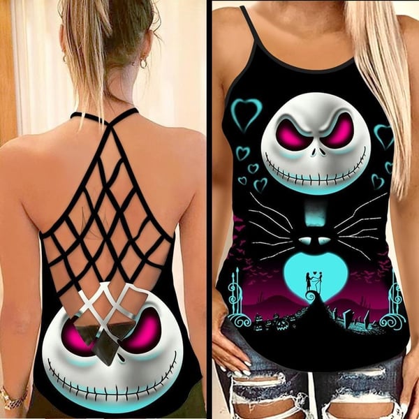 Jack Skellington A Night Of Love Criss Cross Tank Top NBCCT47