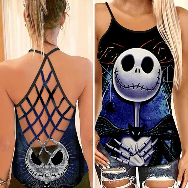 Jack Skellington Criss Cross Tank Top NBCCT32