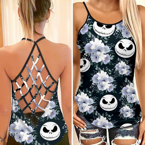 Jack Skellington Criss Cross Tank Top NBCCT33