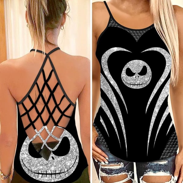 Jack Skellington Criss Cross Tank Top NBCCT37