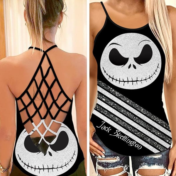 Jack Skellington Criss Cross Tank Top NBCCT38