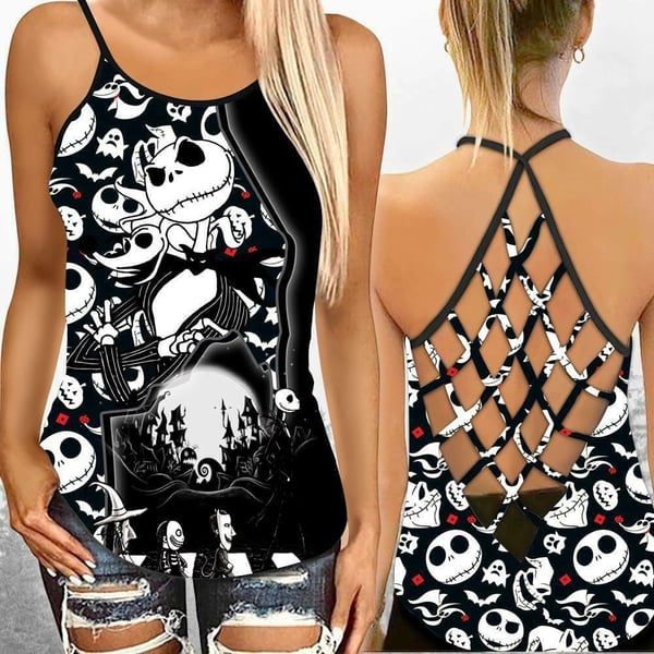 Jack Skellington Criss Cross Tank Top NBCCT45