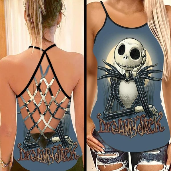 Jack Skellington Criss Cross Tank Top NBCCT53