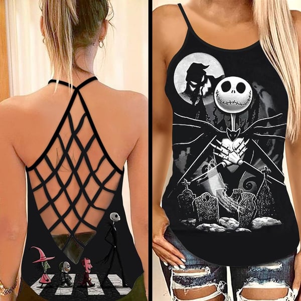 Jack Skellington Criss Cross Tank Top NBCCT55