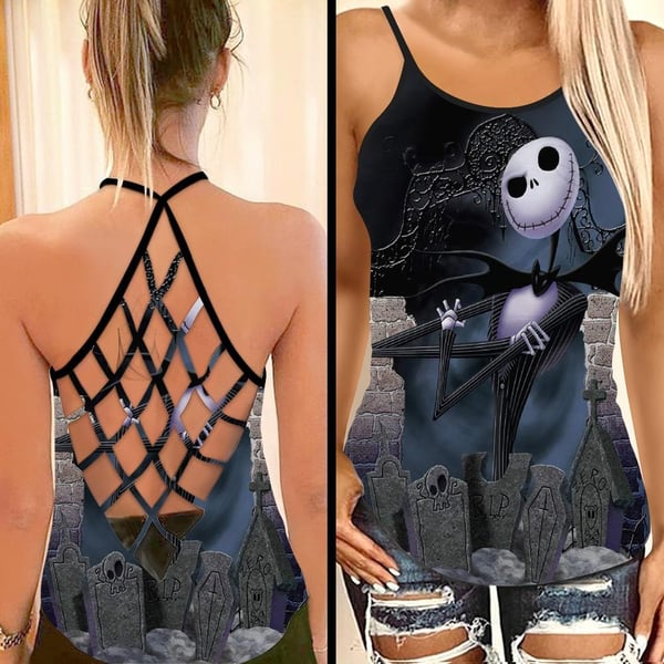 Jack Skellington Criss Cross Tank Top NBCCT57