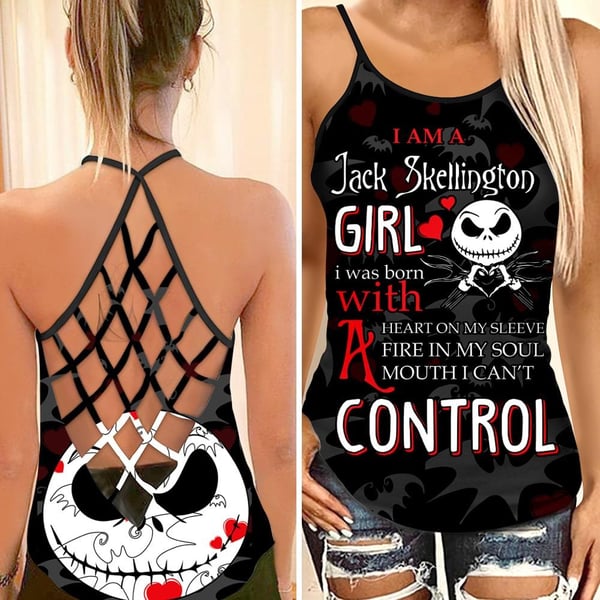 Jack Skellington Girl Can’t Control Criss Cross Tank Top NBCCT08