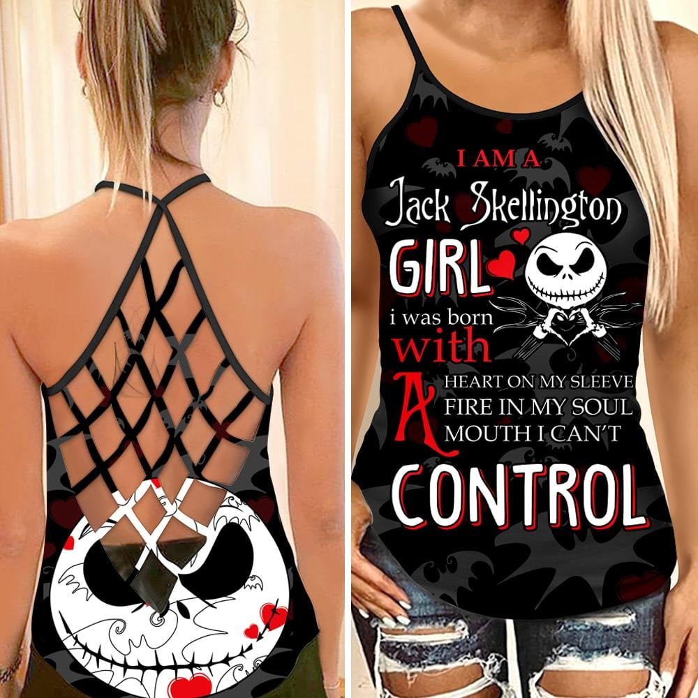 Jack Skellington Girl Can't Control Criss Cross Tank Top NBCCT08