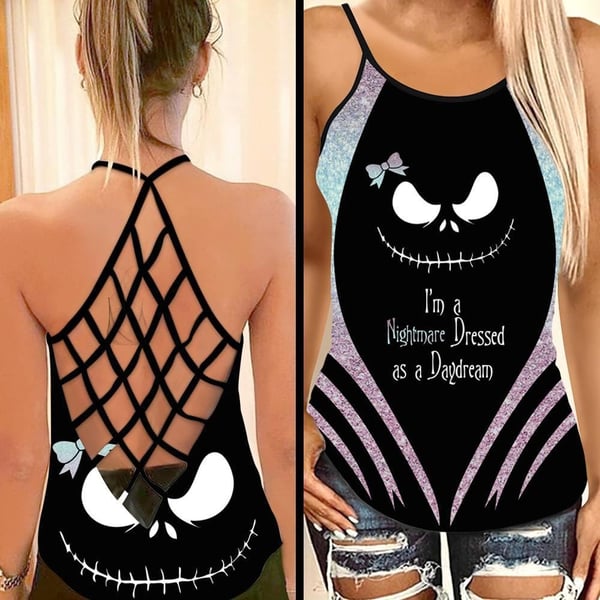 Jack Skellington I’m A Nightmare Dressed Criss Cross Tank Top NBCCT51