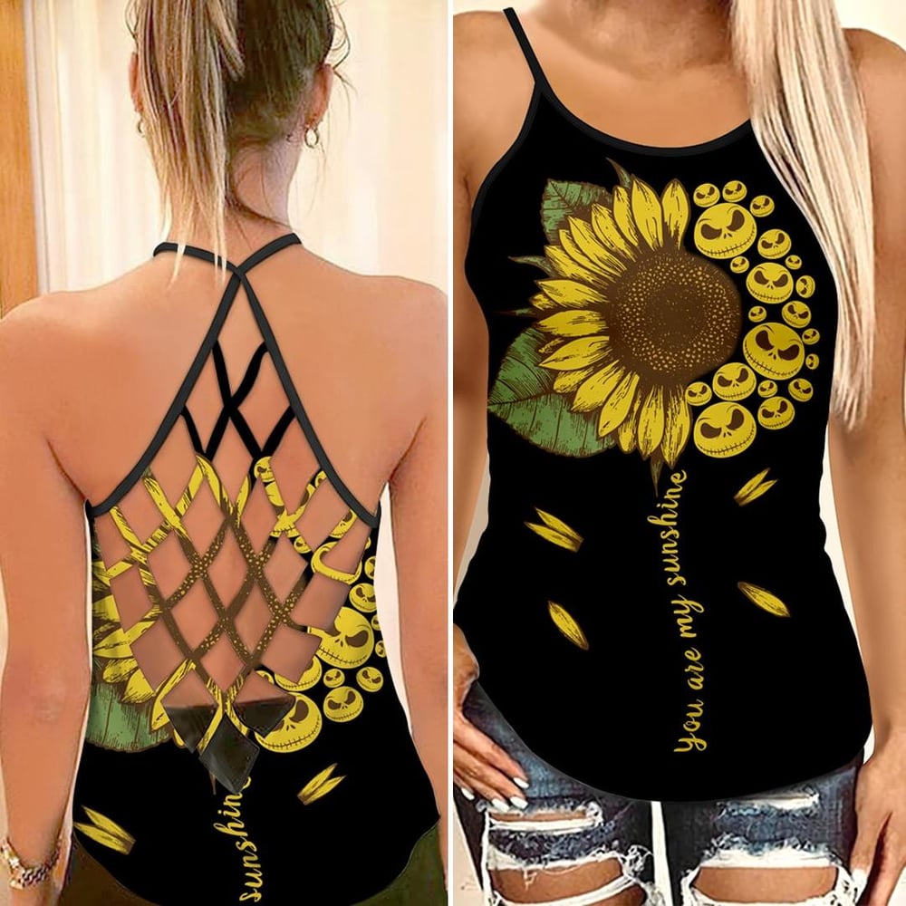 Jack Skellington Sunflower Criss Cross Tank Top NBCCT19