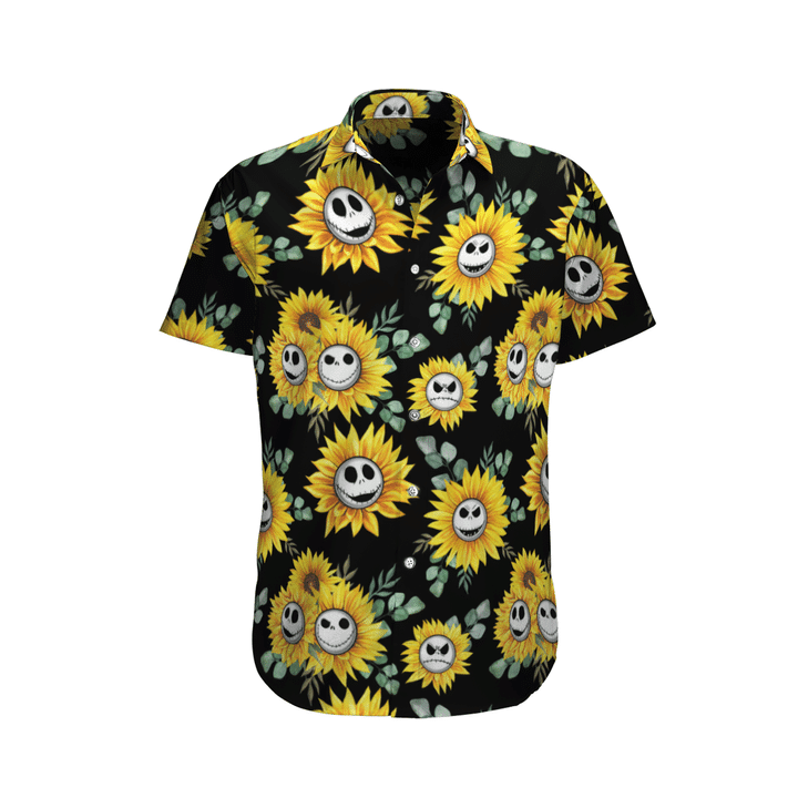 Jack Skellington Sunflower Custom Button Up Hawaiian Shirt