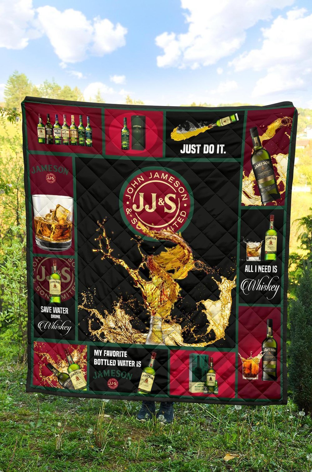 Jameson Irish Quilt Blanket All I Need Is Whisky Gift Idea