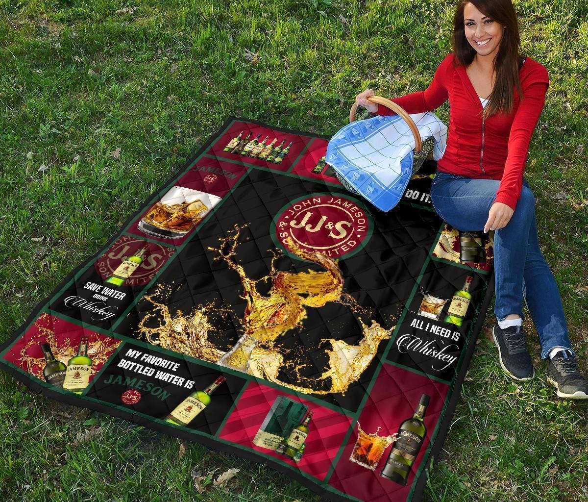 Jameson Irish Quilt Blanket All I Need Is Whisky Gift Idea