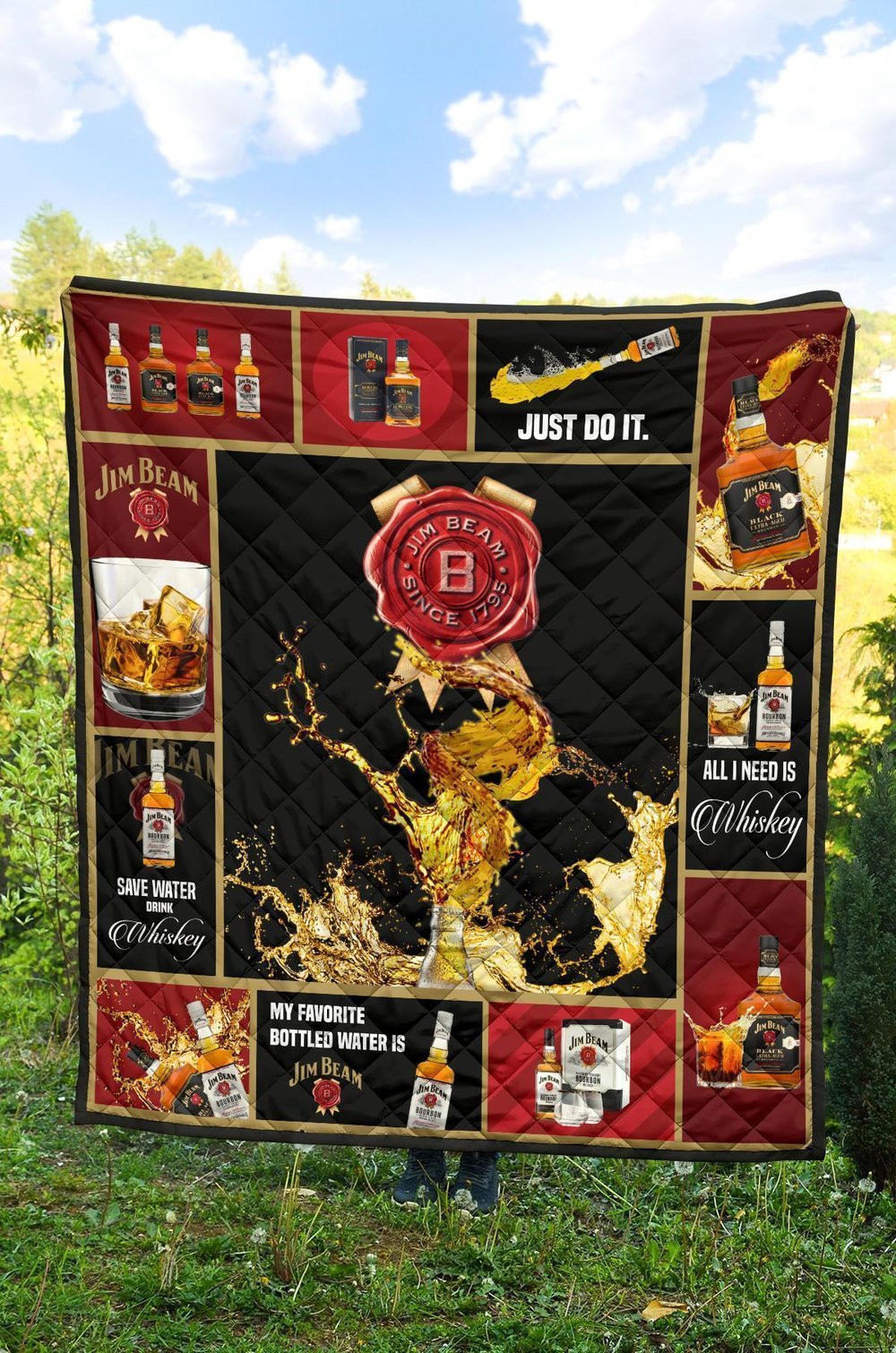 Jim Beam Quilt Blanket All I Need Is Whisky Gift Idea