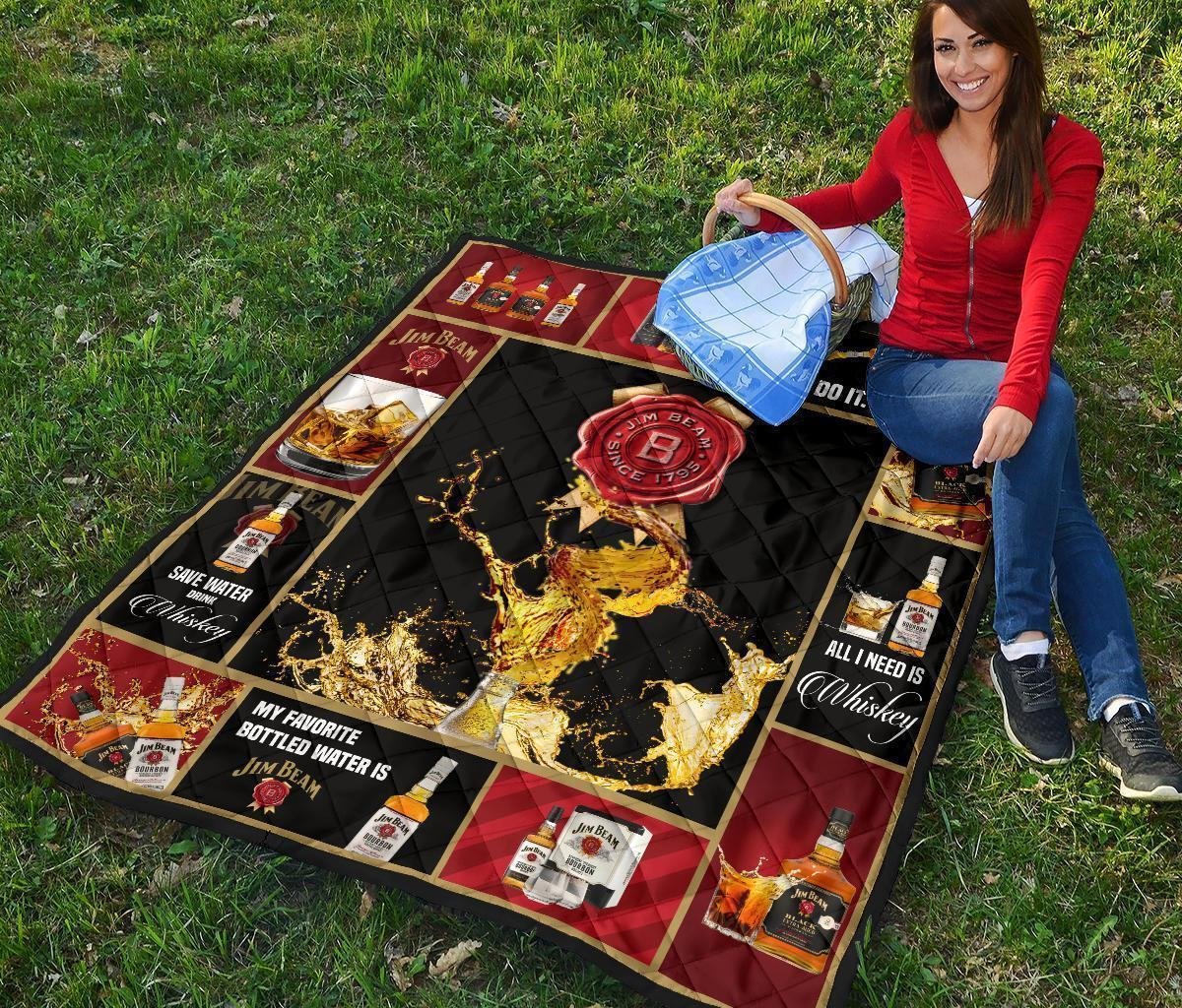 Jim Beam Quilt Blanket All I Need Is Whisky Gift Idea