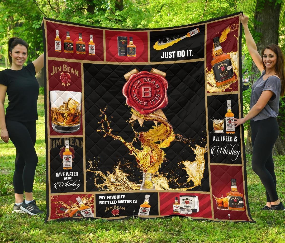 Jim Beam Quilt Blanket All I Need Is Whisky Gift Idea