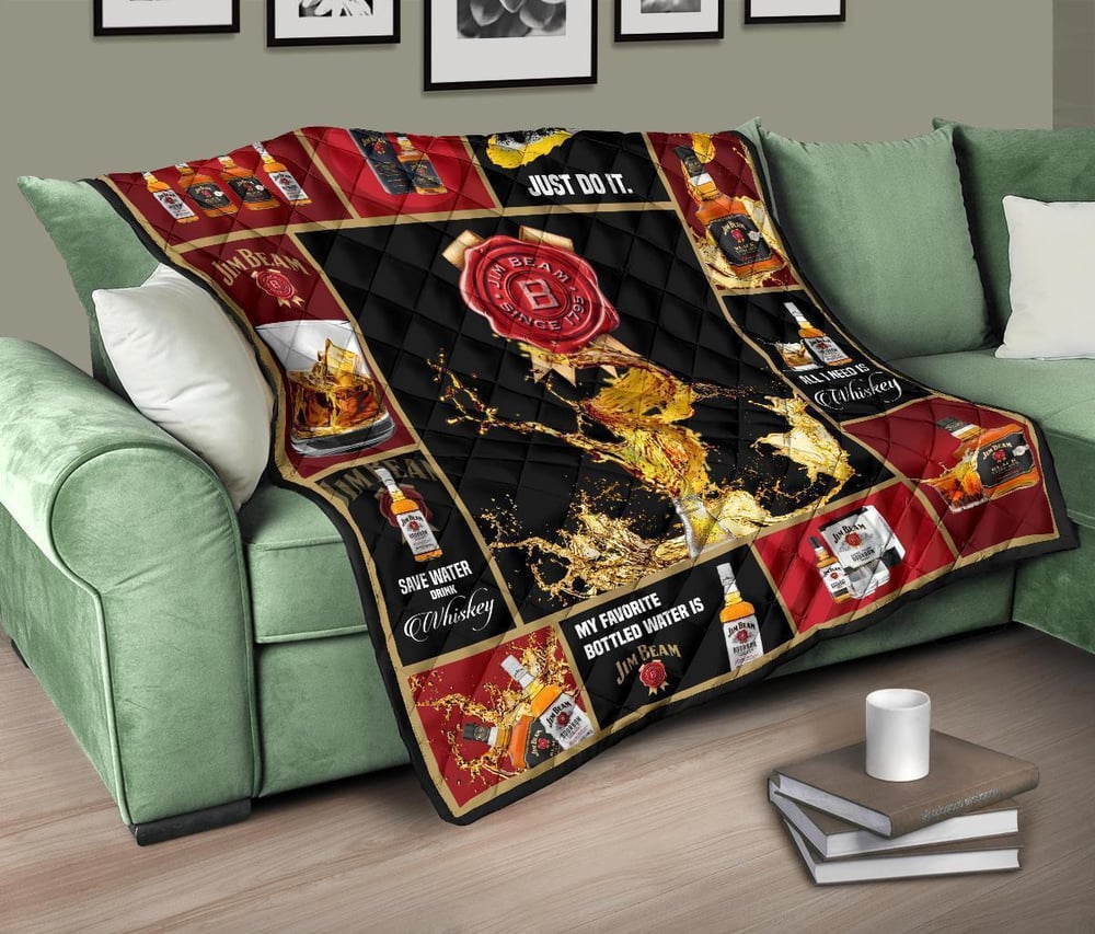 Jim Beam Quilt Blanket All I Need Is Whisky Gift Idea