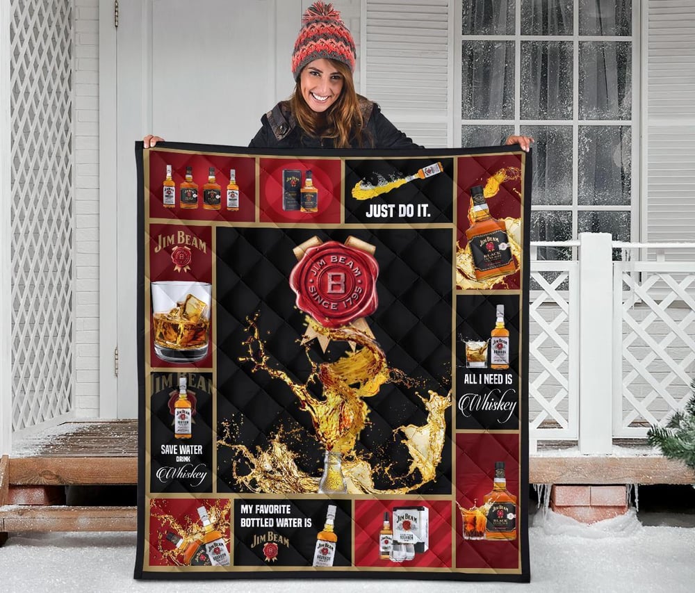 Jim Beam Quilt Blanket All I Need Is Whisky Gift Idea