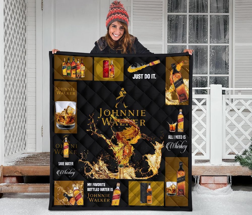 Johnnie Walker Quilt Blanket All I Need Is Whisky Gift Idea