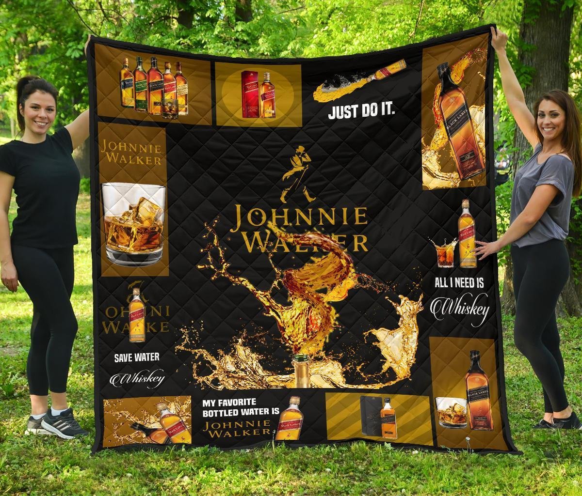 Johnnie Walker Quilt Blanket All I Need Is Whisky Gift Idea