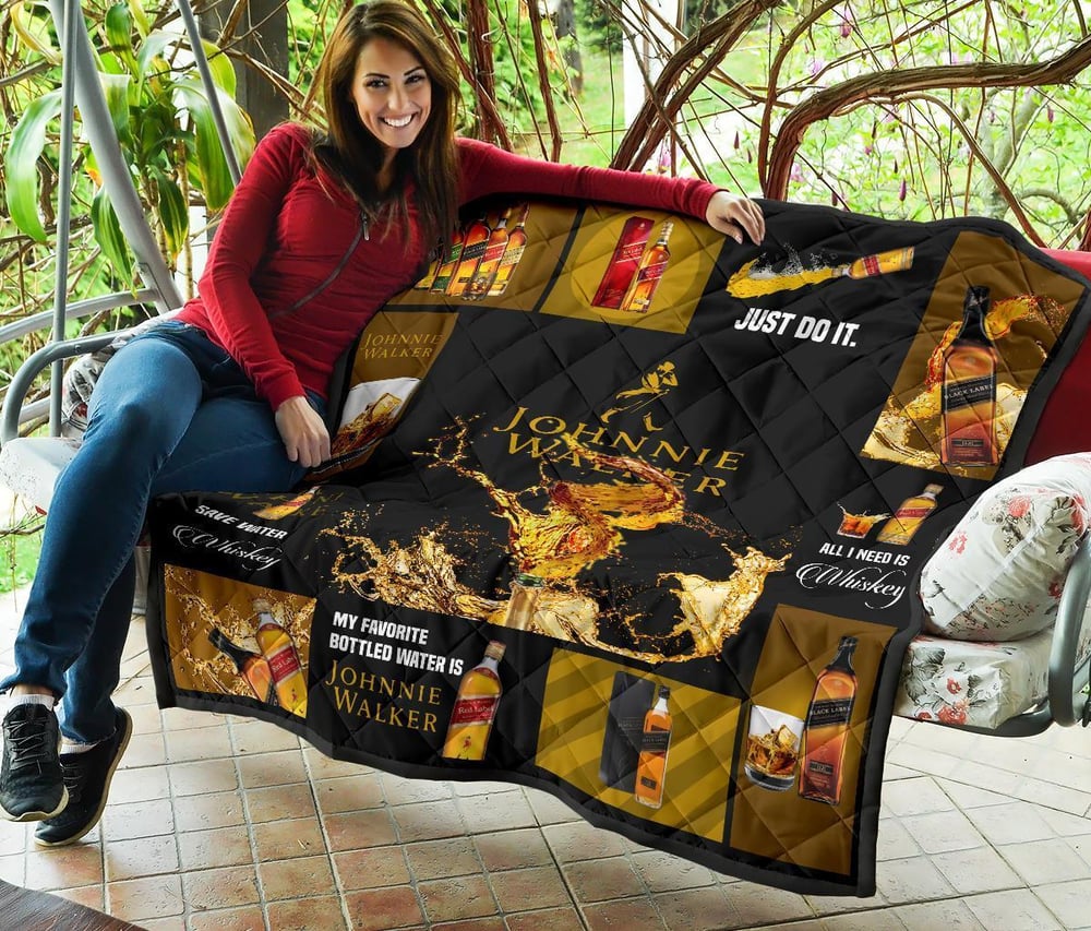 Johnnie Walker Quilt Blanket All I Need Is Whisky Gift Idea