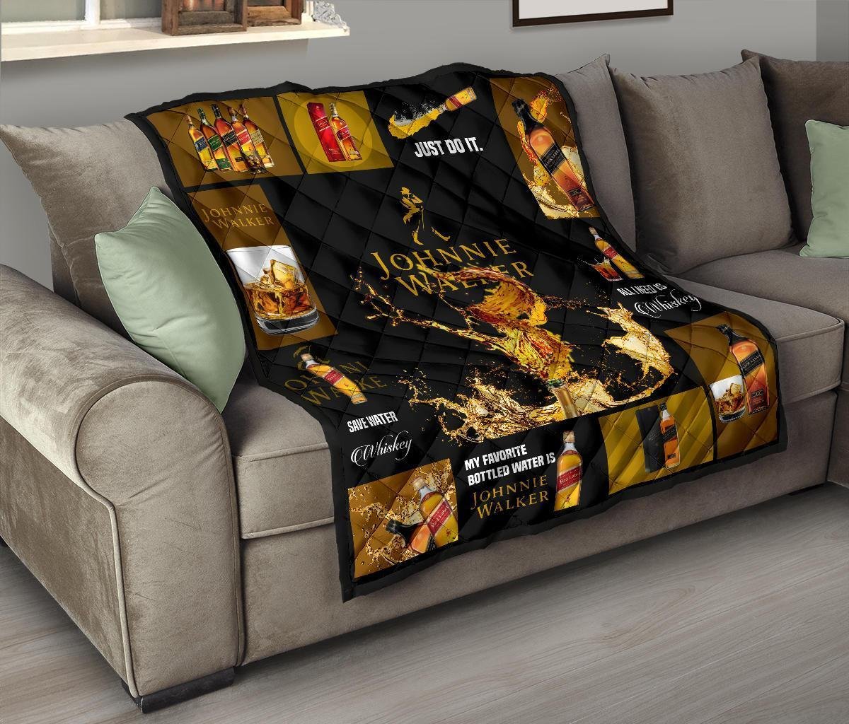 Johnnie Walker Quilt Blanket All I Need Is Whisky Gift Idea