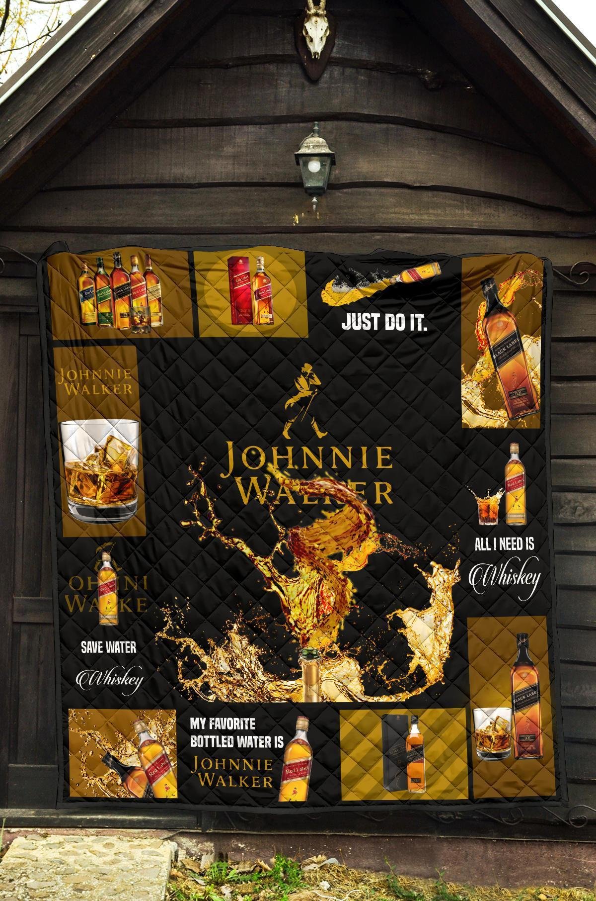 Johnnie Walker Quilt Blanket All I Need Is Whisky Gift Idea