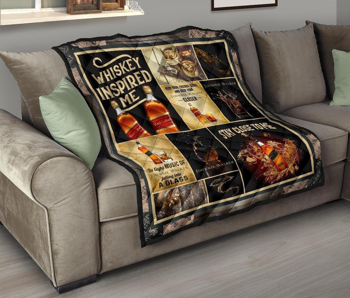 Johnnie Walker Quilt Blanket Whiskey Inspired Me Funny Gift