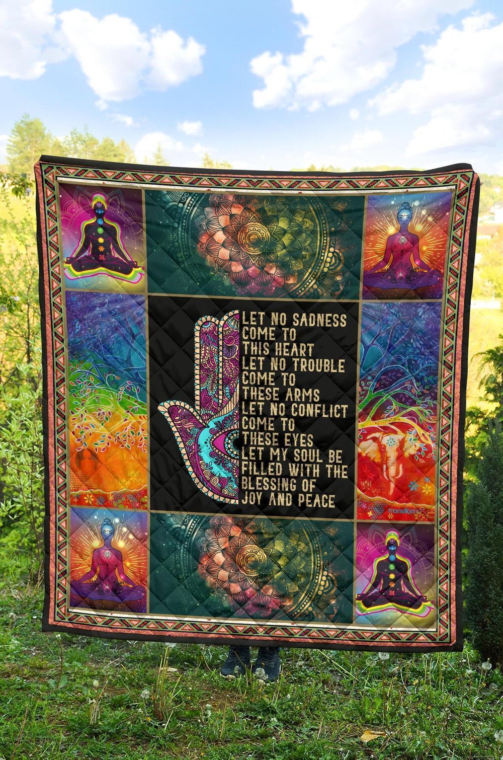 Let No Sadness Come To This Heart Yoga Quilt Blanket Gift Idea