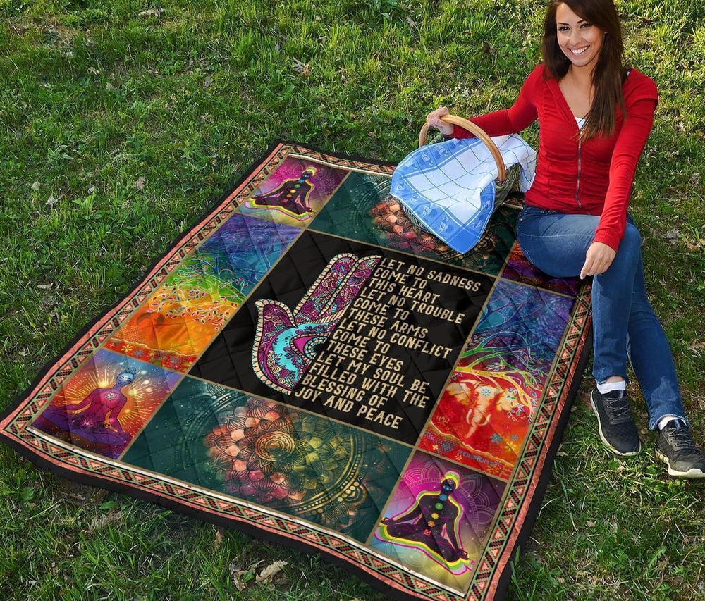 Let No Sadness Come To This Heart Yoga Quilt Blanket Gift Idea