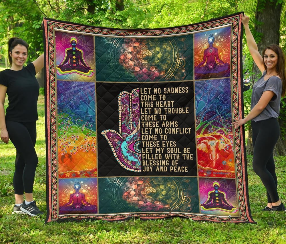 Let No Sadness Come To This Heart Yoga Quilt Blanket Gift Idea