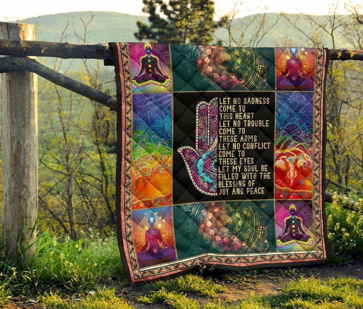 Let No Sadness Come To This Heart Yoga Quilt Blanket Gift Idea