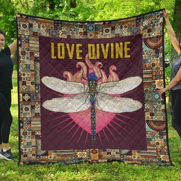 Love Divine Dragonfly Quilt Blanket Beautiful Gift Idea