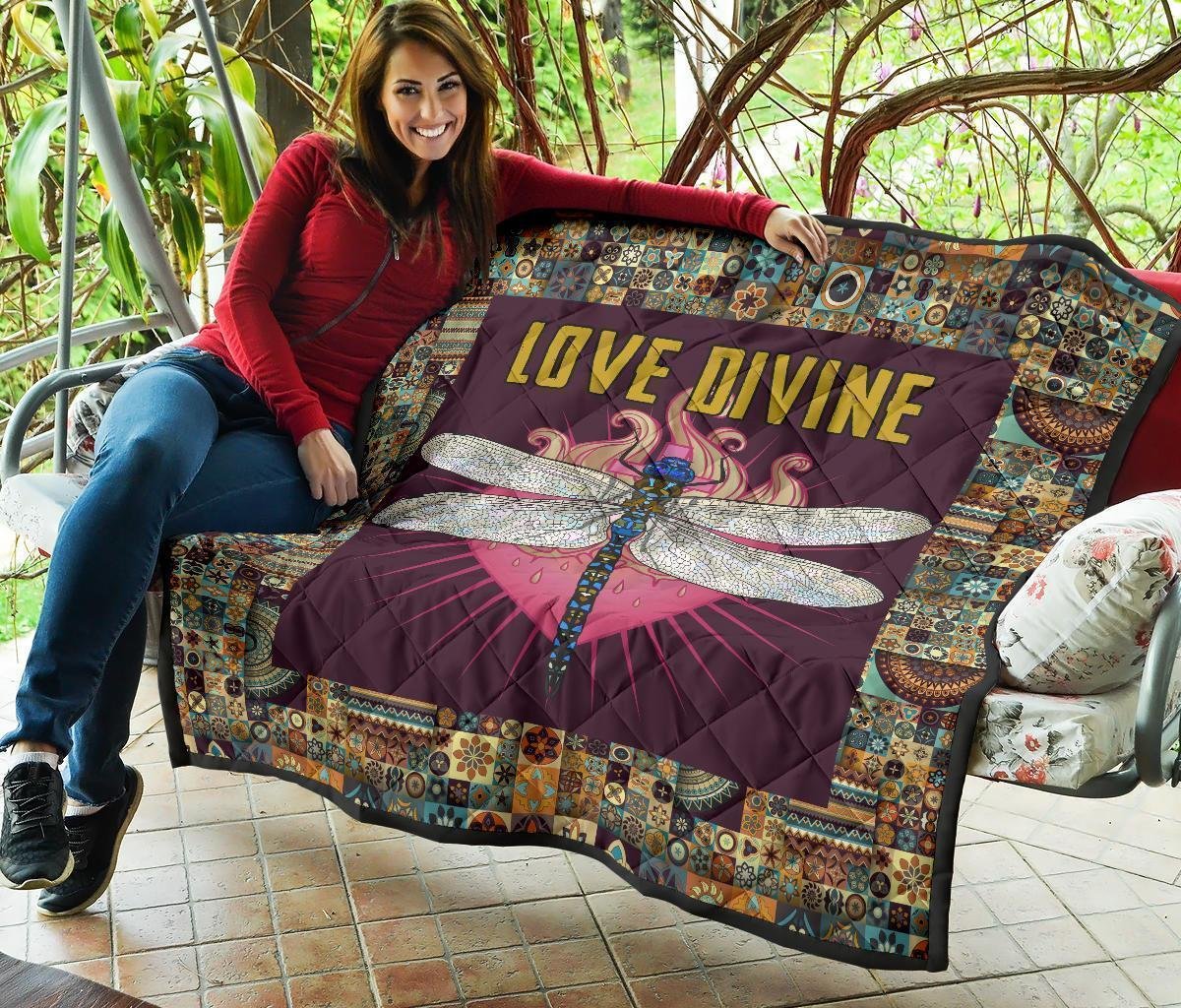 Love Divine Dragonfly Quilt Blanket Beautiful Gift Idea