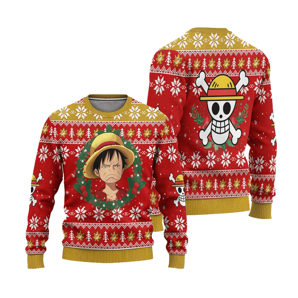 Luffy One Piece Anime Ugly Christmas Sweater Custom Sweatshirt Apparel