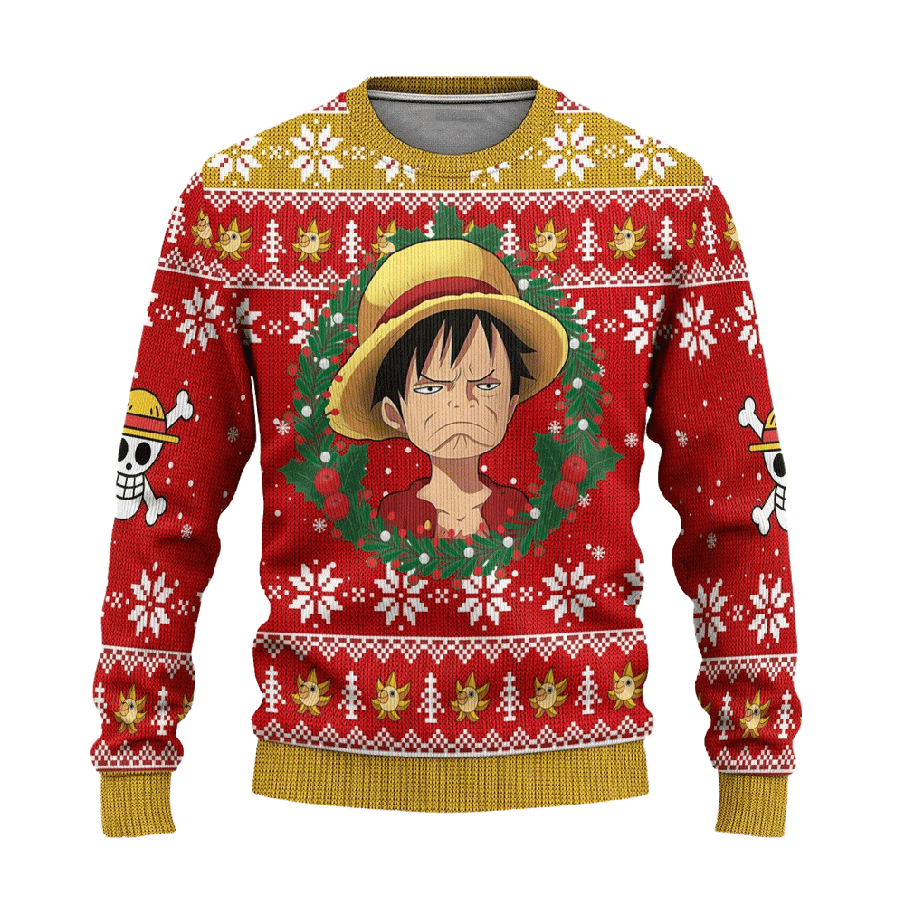 Luffy One Piece Anime Ugly Christmas Sweater Custom Sweatshirt Apparel