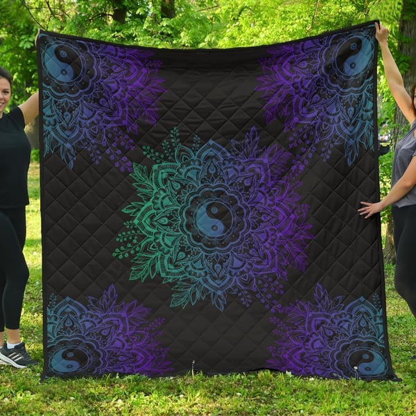 Mandala Yin and Yang Quilt Blanket For Yoga Lover