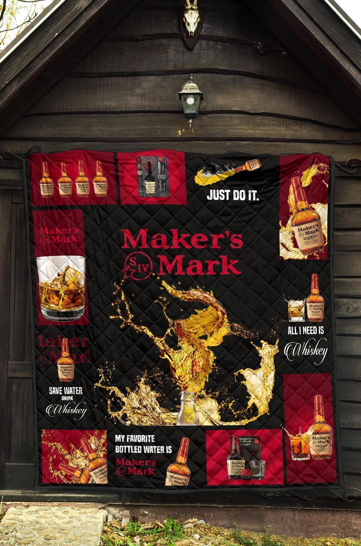 Marker's Mark Quilt Blanket All I Need Is Whisky Gift Idea