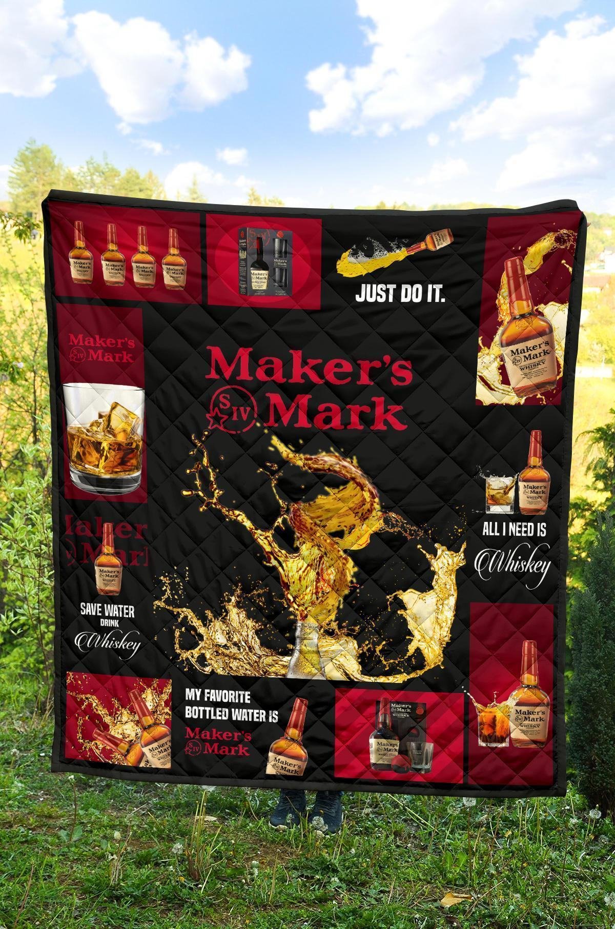 Marker's Mark Quilt Blanket All I Need Is Whisky Gift Idea