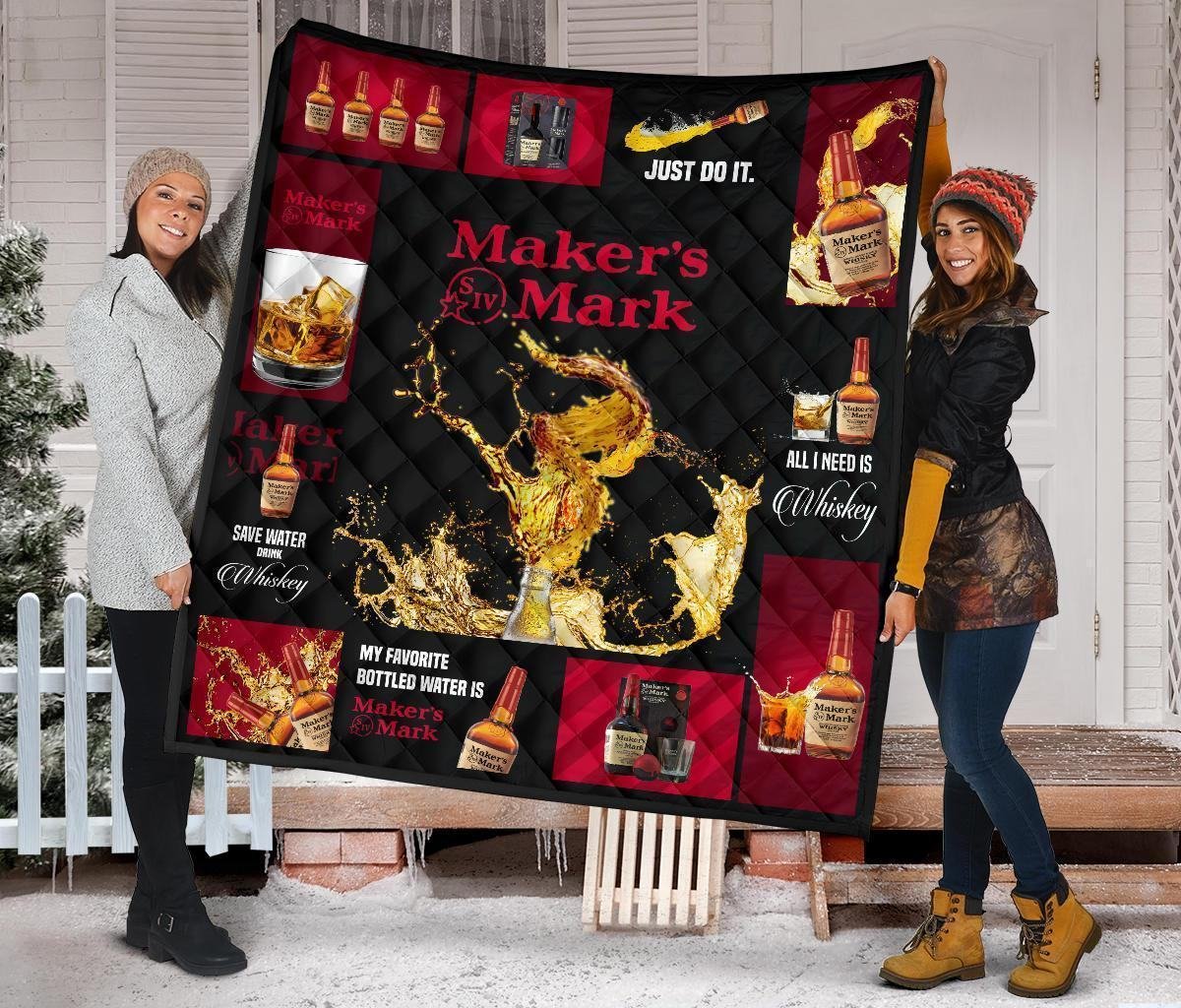 Marker's Mark Quilt Blanket All I Need Is Whisky Gift Idea