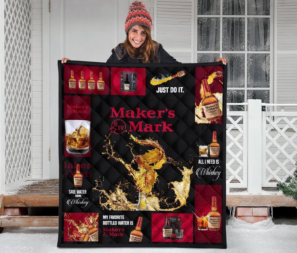 Marker’s Mark Quilt Blanket All I Need Is Whisky Gift Idea