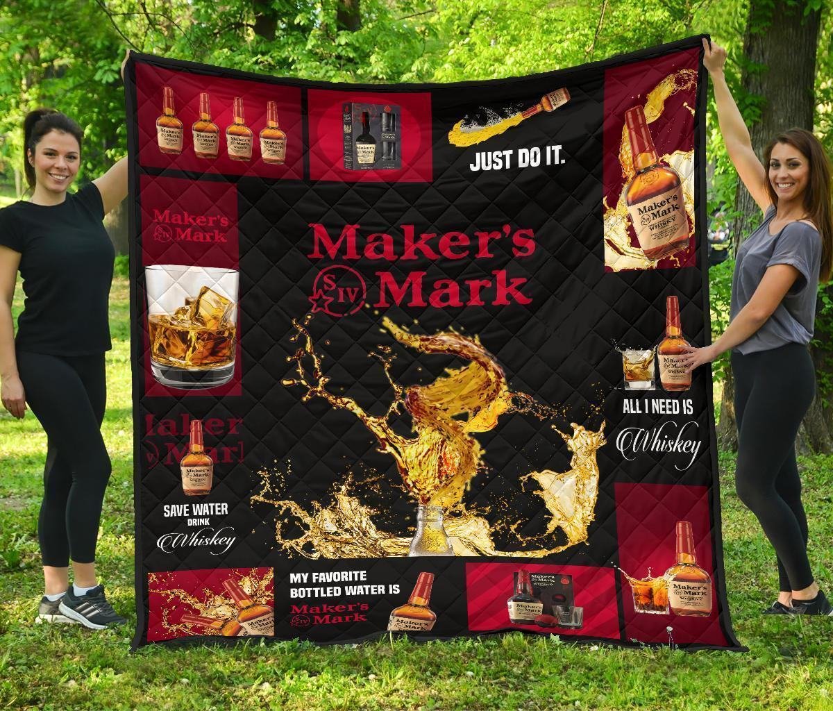 Marker's Mark Quilt Blanket All I Need Is Whisky Gift Idea