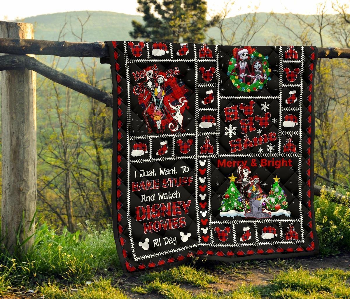 Merry Christmas Jack & Sally Quilt Blanket Xmas Gift