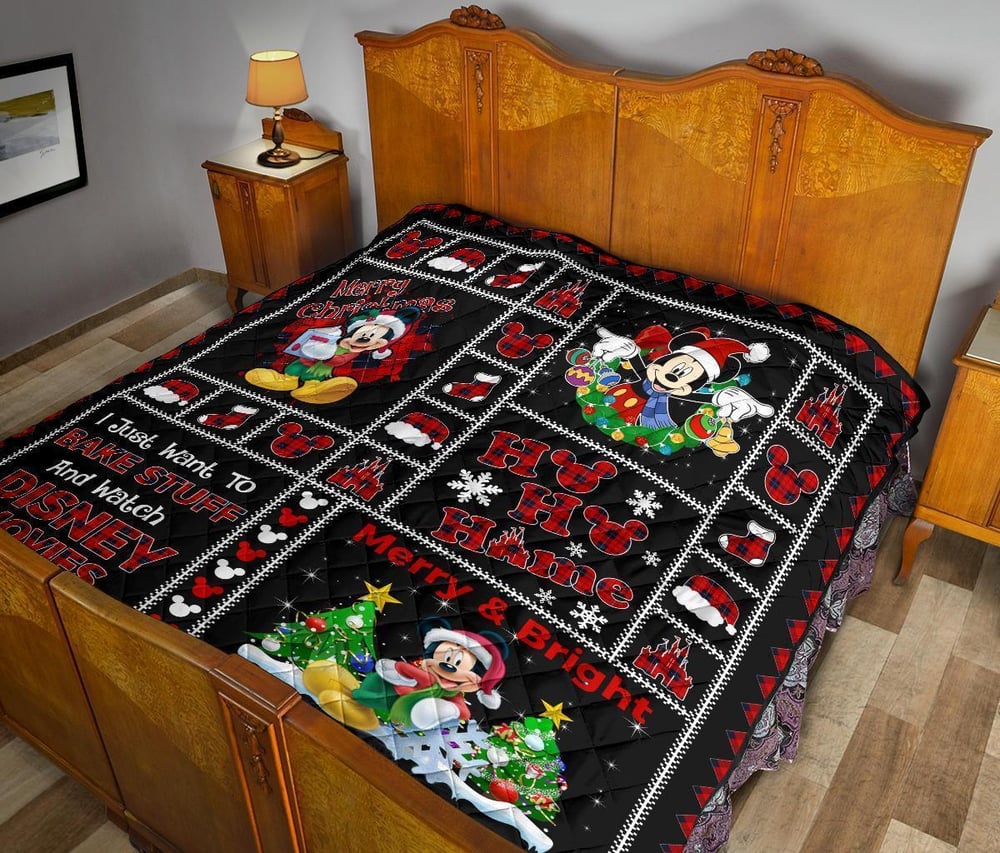 Merry Christmas Mickey Quilt Blanket Xmas Gift DN Fan