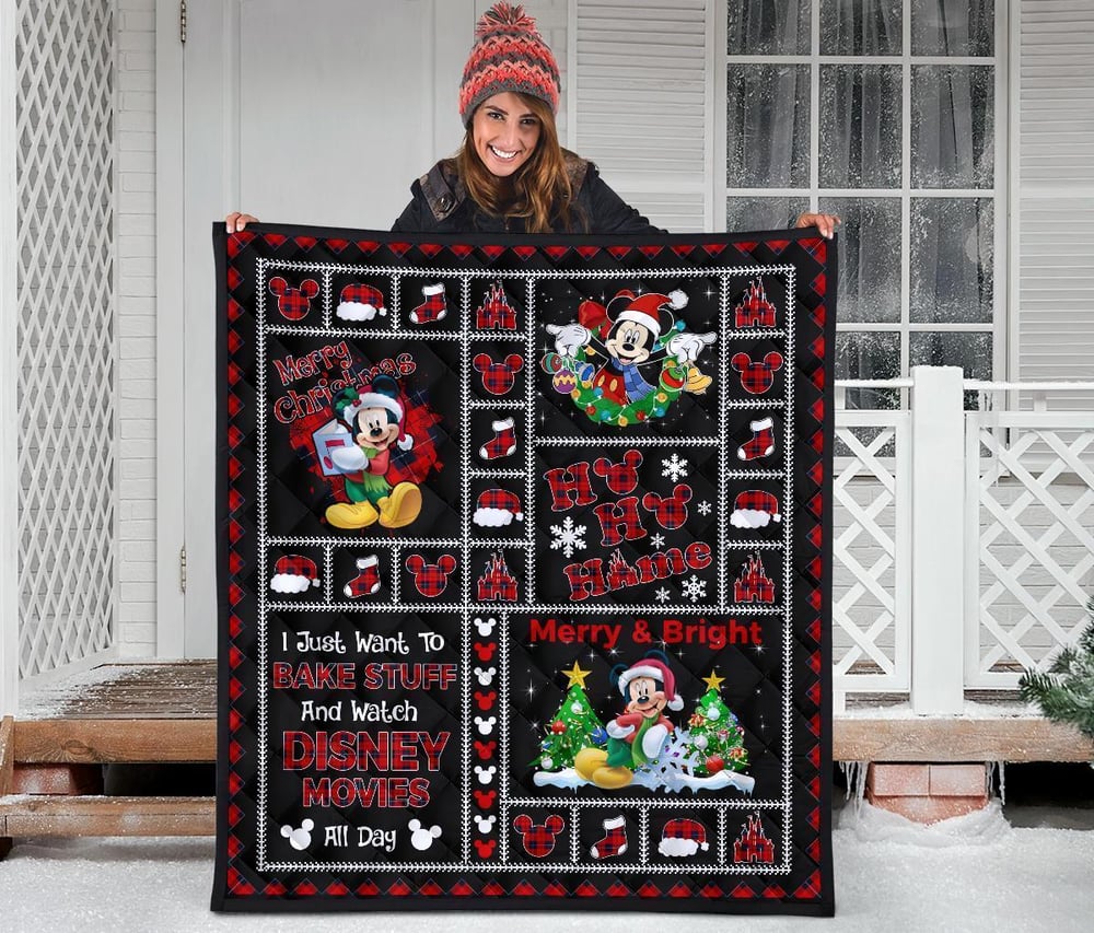 Merry Christmas Mickey Quilt Blanket Xmas Gift DN Fan