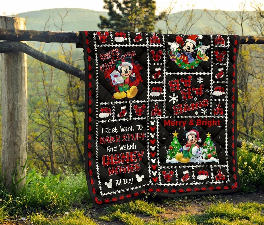 Merry Christmas Mickey Quilt Blanket Xmas Gift DN Fan