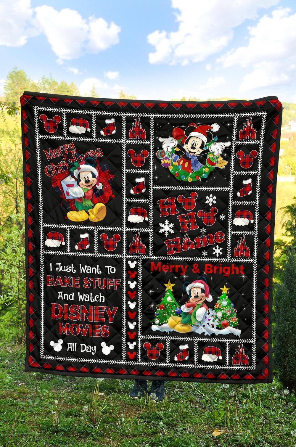 Merry Christmas Mickey Quilt Blanket Xmas Gift DN Fan