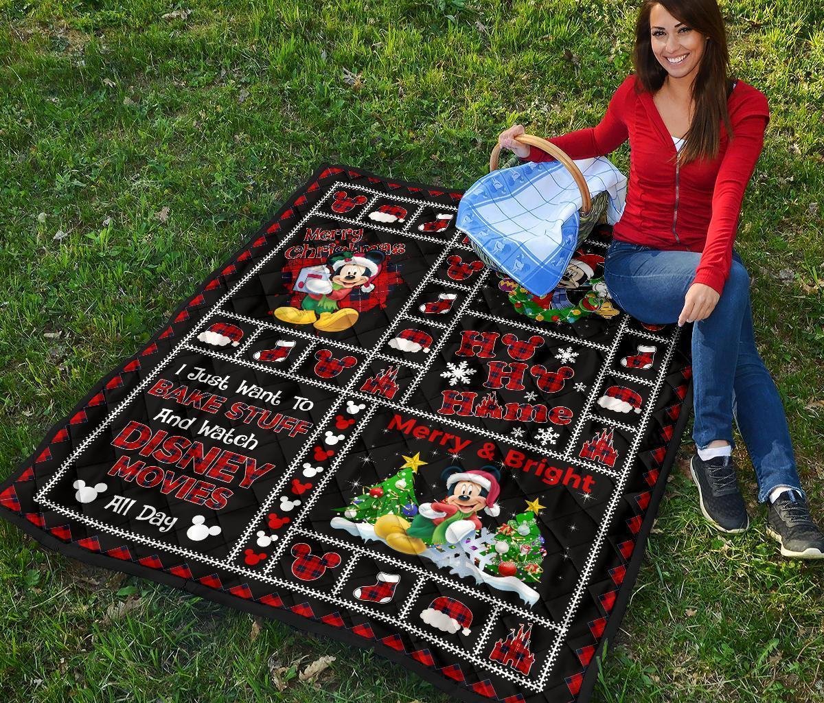 Merry Christmas Mickey Quilt Blanket Xmas Gift DN Fan