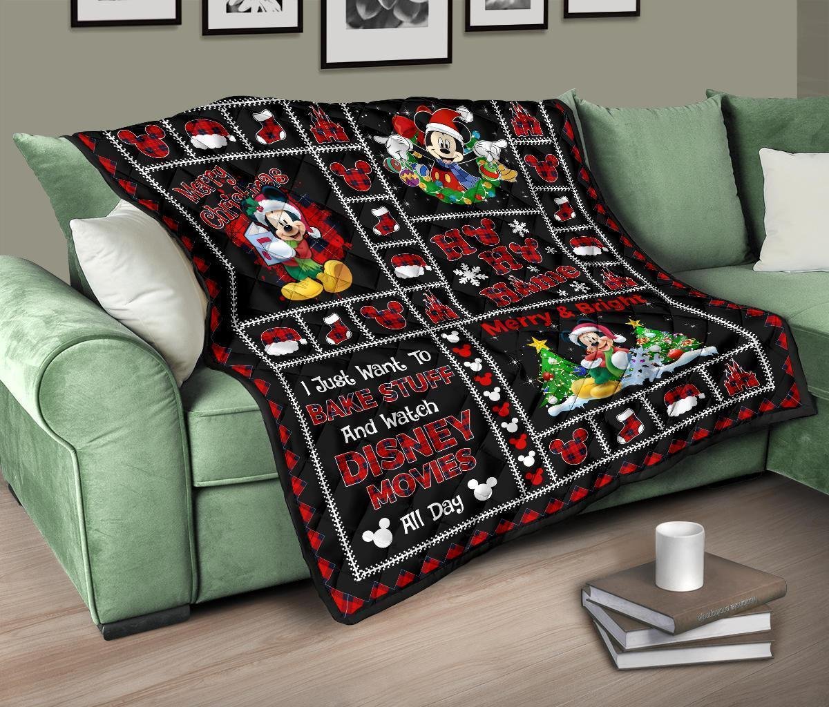 Merry Christmas Mickey Quilt Blanket Xmas Gift DN Fan