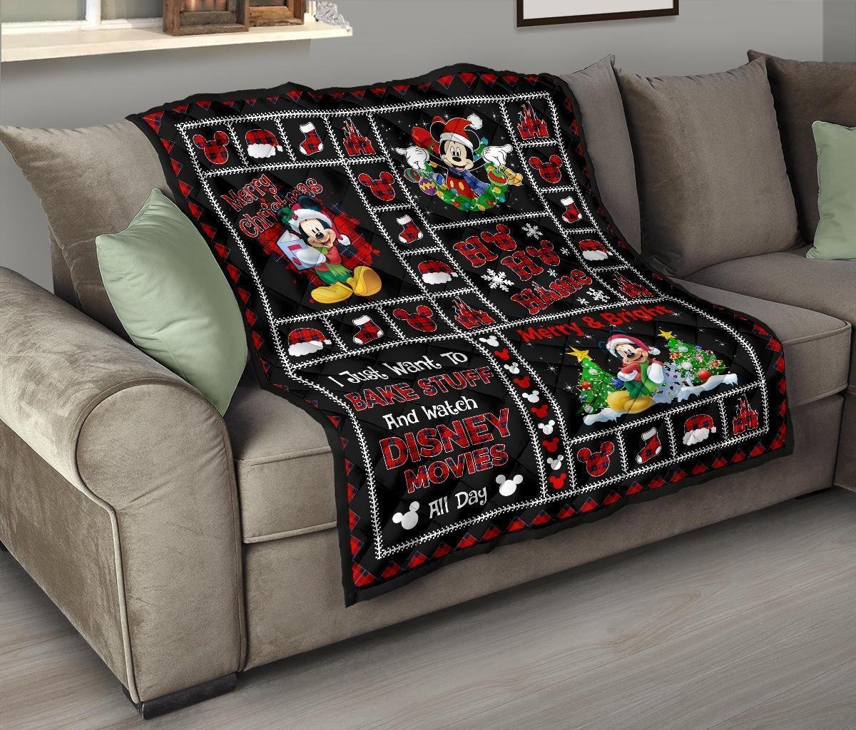 Merry Christmas Mickey Quilt Blanket Xmas Gift DN Fan