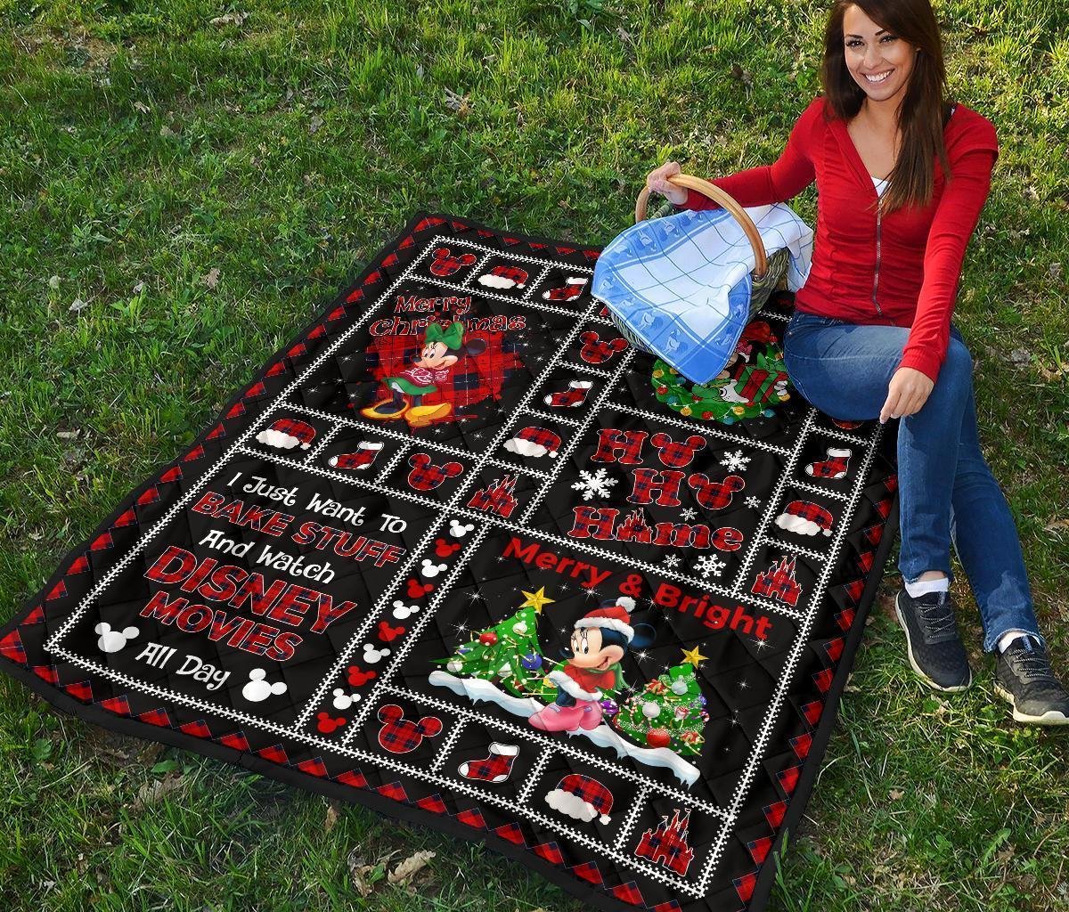 Merry Christmas Minnie Quilt Blanket Xmas DN Fan